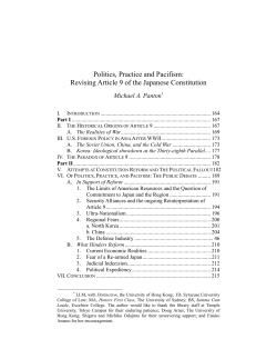 Politics, Practice and Pacifism: Revising Article 9 of the Japanese