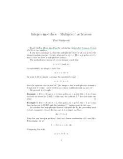 Integers modulo n &ndash; Multiplicative Inverses