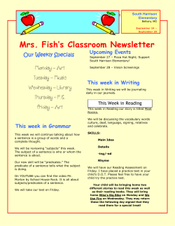 Mrs. Fish`s Classroom Newsletter