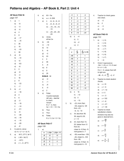 Patterns and Algebra &ndash; AP Book 8, Part 2: Unit 4