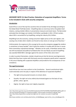 ADVISORY NOTE 15: Best Practice: Detention of suspected