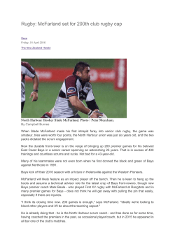 Rugby: McFarland set for 200th club rugby cap