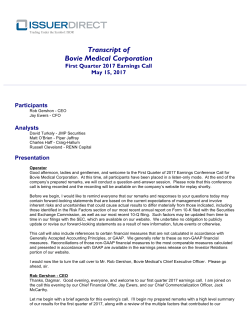 Transcript of Bovie Medical Corporation