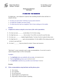 IT`S (HIGH) TIME + PAST SUBJUNCTIVE It`s (high