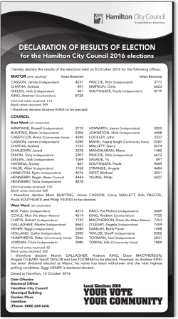 declaration of results of election