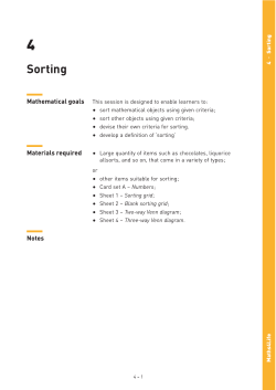 Sorting - GLOW Maths Hub