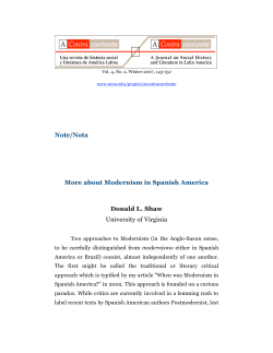 Note/Nota More about Modernism in Spanish America Donald L