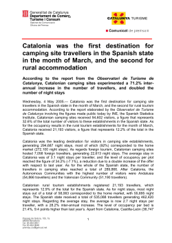 Catalonia was the first destination for camping site travellers in the