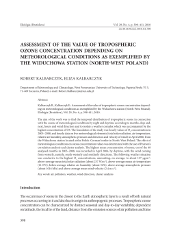 assessment of the value of tropospheric ozone concentration