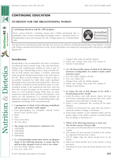Nutrition for the breastfeeding woman