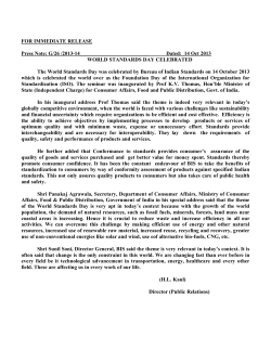 FOR IMMEDIATE RELEASE Press Note: G/26 /2013