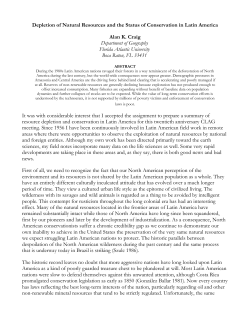 Depletion of Natural Resources and the Status of Conservation in