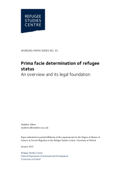 Prima facie determination of refugee status An overview and its legal