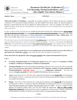 Document Checklist for Verification of US Citizenship, Permanent