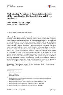 Understanding Perceptions of Racism in the Aftermath of Hurricane