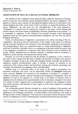 Adaptation of man as a social-natural problem