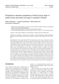 Phosphorus retention properties of forest humus layer in buffer