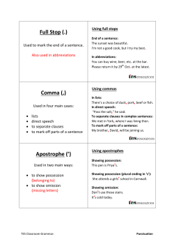Full Stop (.) Comma (,) Apostrophe
