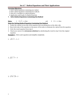Sec 6.7 Radical Equations and Their Applications