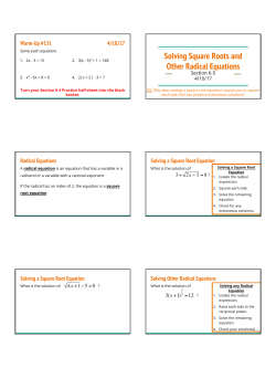 Solving Square Roots and Other Radical Equations