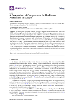 A Comparison of Competences for Healthcare Professions in Europe