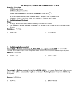 4.4 Multiplying Decimals and Circumference of a Circle