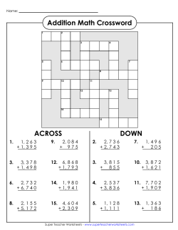 Addition Crossword - Super Teacher Worksheets