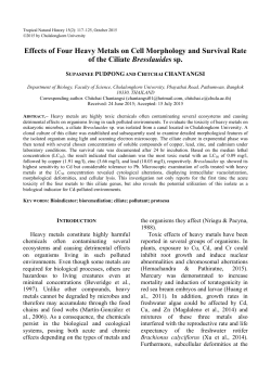 Effects of Four Heavy Metals on Cell Morphology and Survival Rate