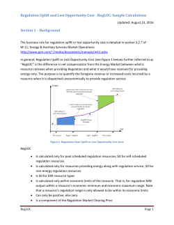 Regulation Uplift and Lost Opportunity Cost