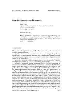 Some developments on axial symmetry