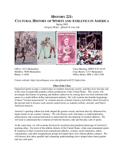 HISTORY 221: CULTURAL HISTORY OF SPORTS AND
