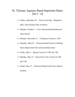 St. Thomas Aquinas Band Important Dates 2015 / 16