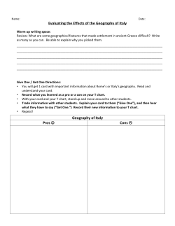 Evaluating the Effects of the Geography of Italy Geography of Italy Pros