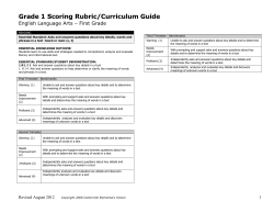 Grade 2 Scoring Rubric/Curriculum Guide