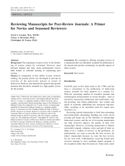 Reviewing Manuscripts for Peer-Review Journals