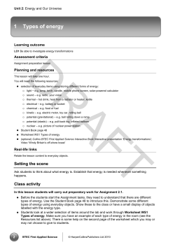 Unit 2 Energy and Our Universe