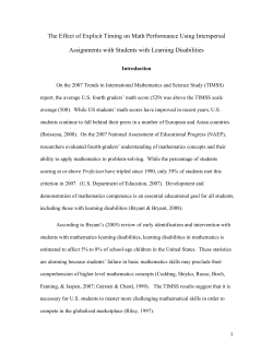 The Effect of Explicit Timing on Math Performance Using Interspersal