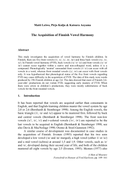 The Acquisition of Finnish Vowel Harmony