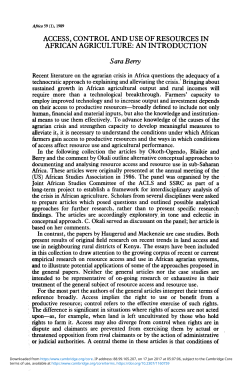 ACCESS, CONTROL AND USE OF RESOURCES IN AFRICAN