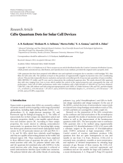 CdSe Quantum Dots for Solar Cell Devices