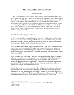 Marc Bloch and the Historian`s Craft