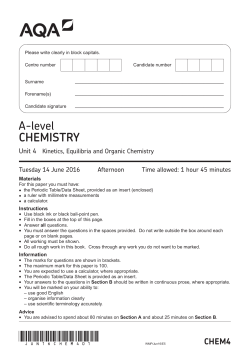 A-level Chemistry Question paper Unit 04 - Kinetics, Equilibria