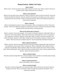 Physical Science: Matter Test Topics