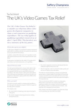 The UK`s Video Games Tax Relief