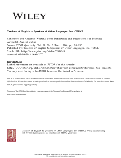 Coherence and Academic Writing: Some Definitions and