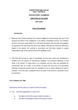Limitation Act - Byrom Street Chambers