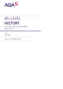 A-level History Mark scheme HIS1G - Britain, 1815 - 1865