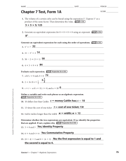Chapter 7 Test, Form 1A (continued)