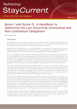 Rome I and Rome II - Paul Hastings LLP