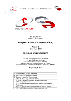 European School of Antennas (ESoA) PROJECT ACHIEVEMENTS
